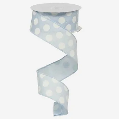 1.5" Medium Dot Light Blue White Ribbon RX914575