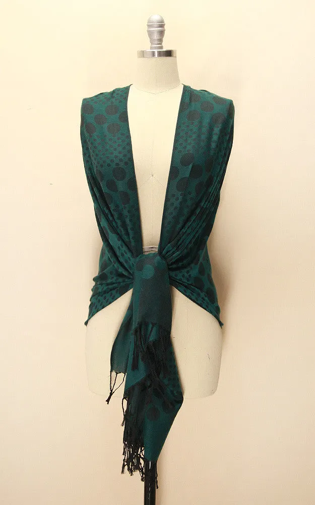 21105 Teal Polka Dot Print Pashmina