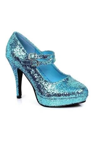 421-JANE-G Mary Jane  | Blue  Glitter