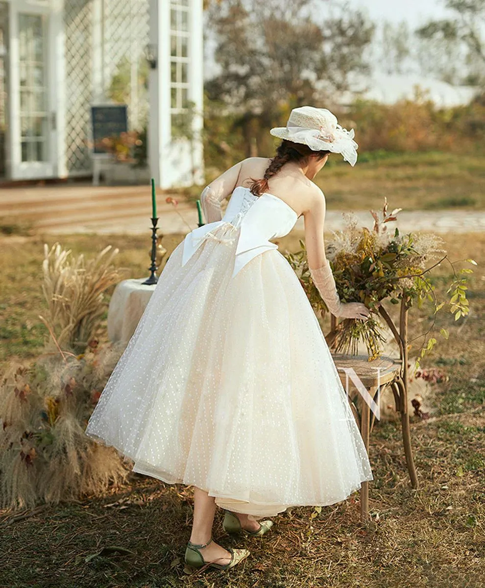 50s Vintage inspired Polka Dot Short Wedding Dress