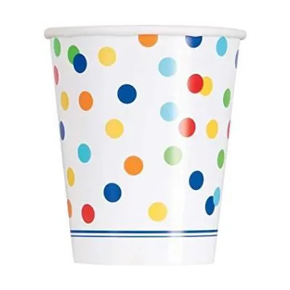 9oz Rainbow Dot Confetti Paper Cups (8ct)