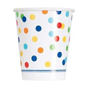 9oz Rainbow Dot Confetti Paper Cups (8ct)