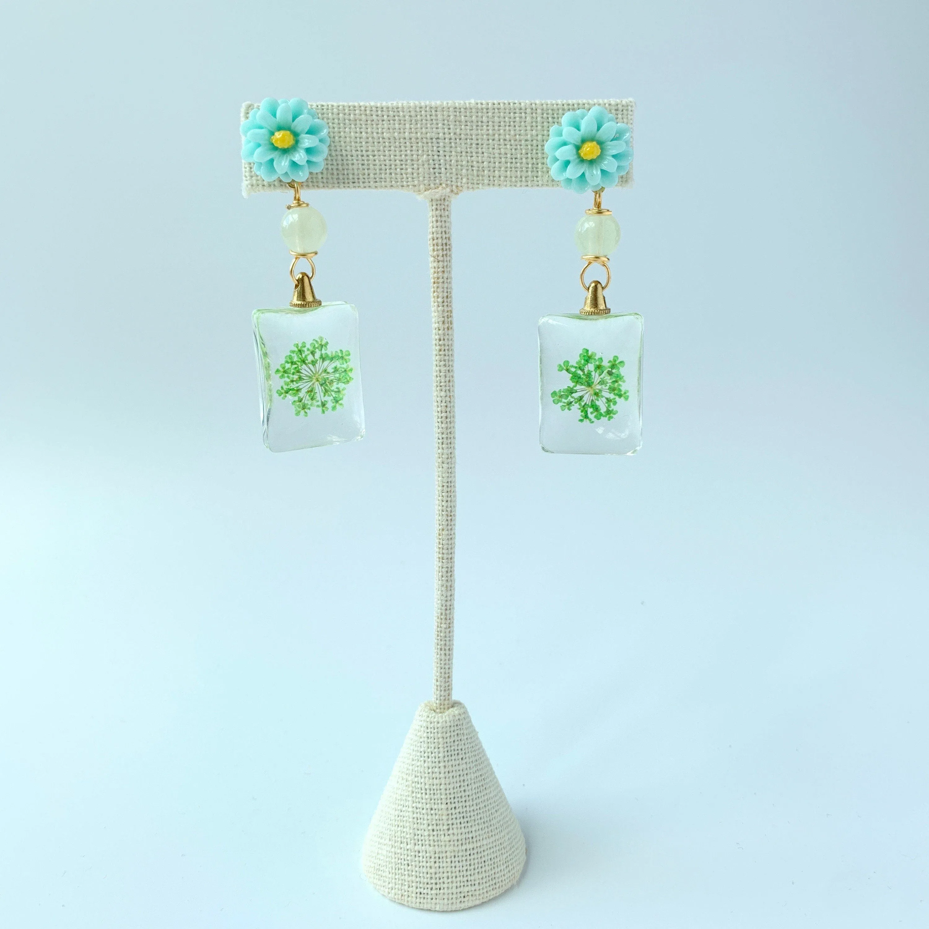 Alchemilla Dried Pressed Flower Earrings