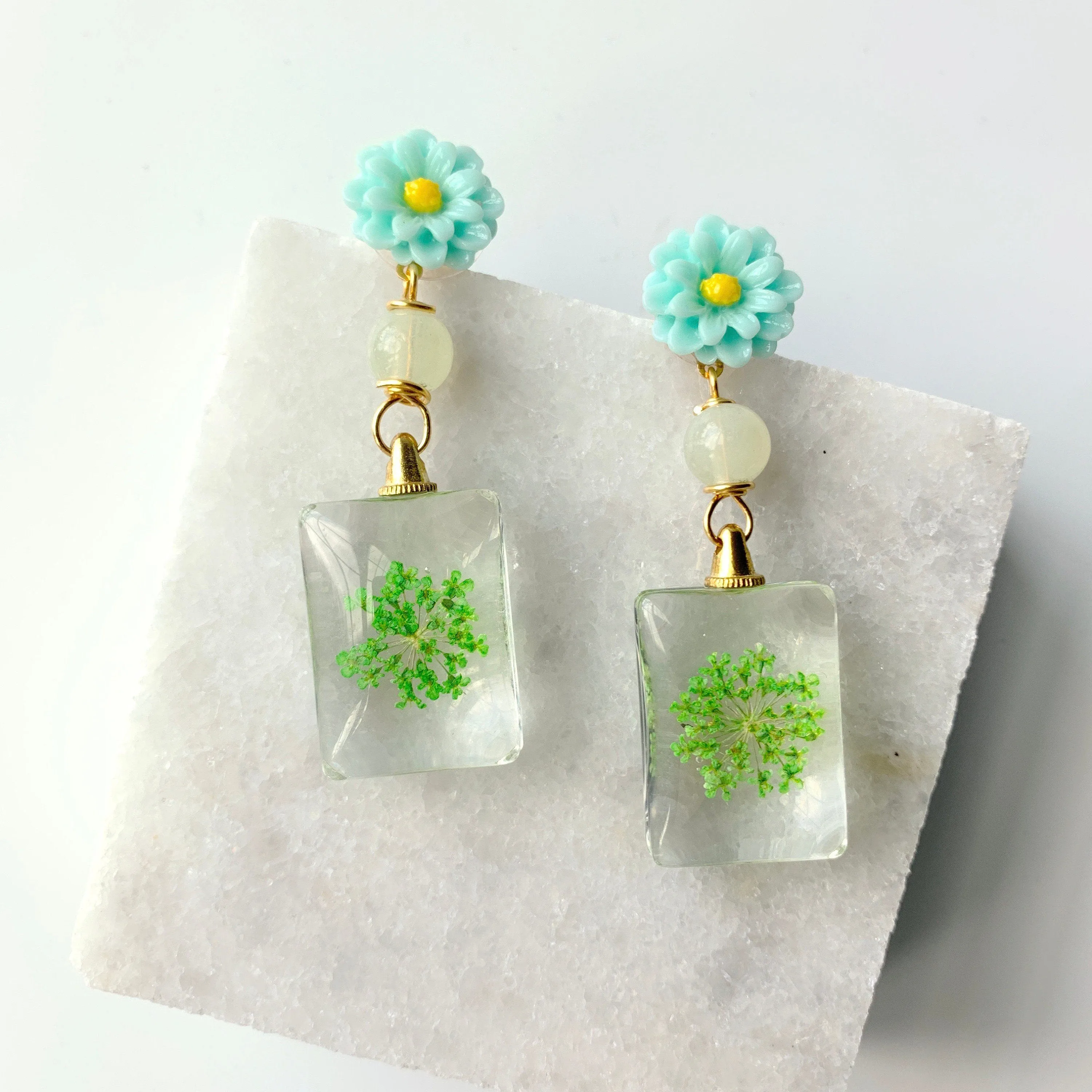 Alchemilla Dried Pressed Flower Earrings