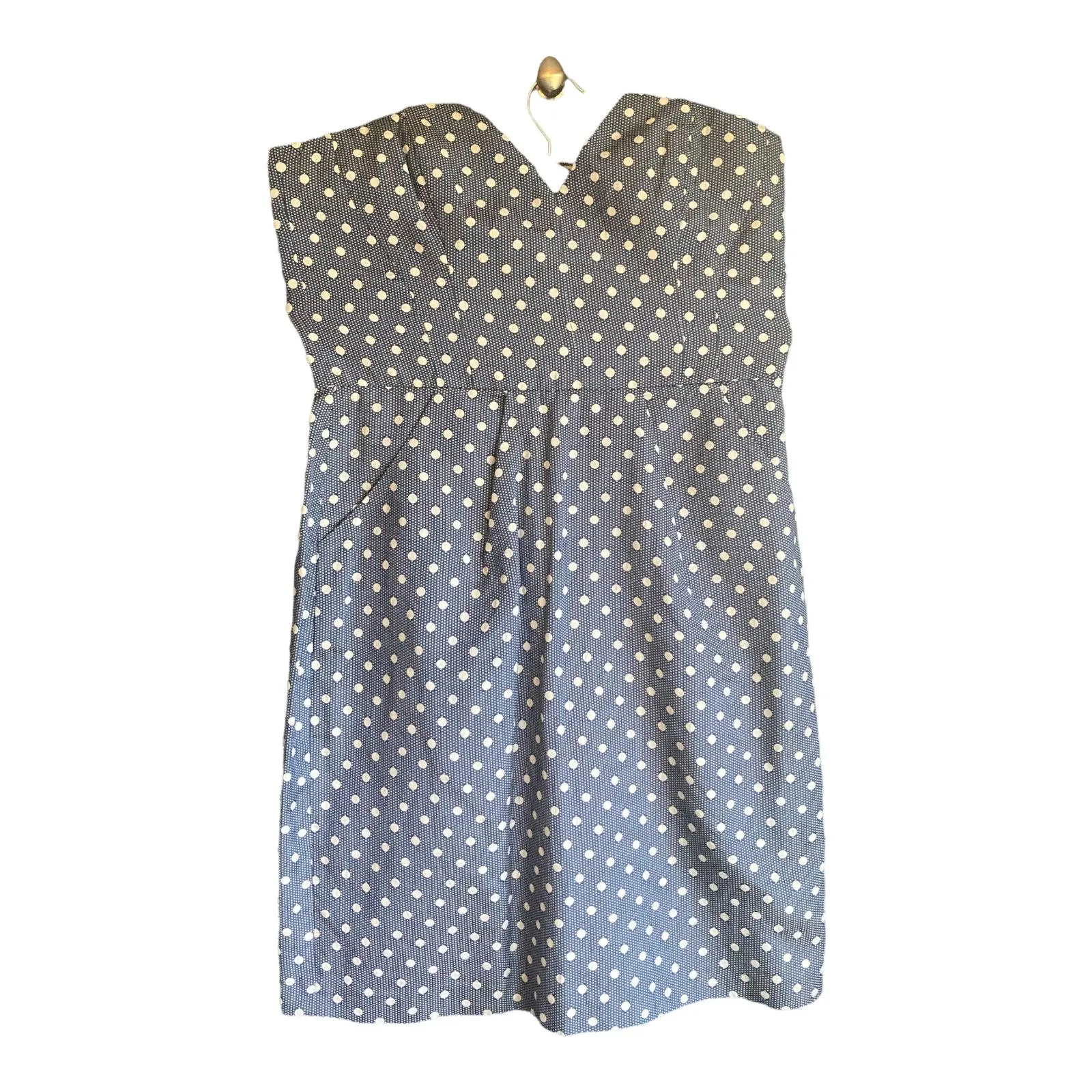 Alice by Temperley Cotton Blue Polka Dot Strapless Dress UK Size 12