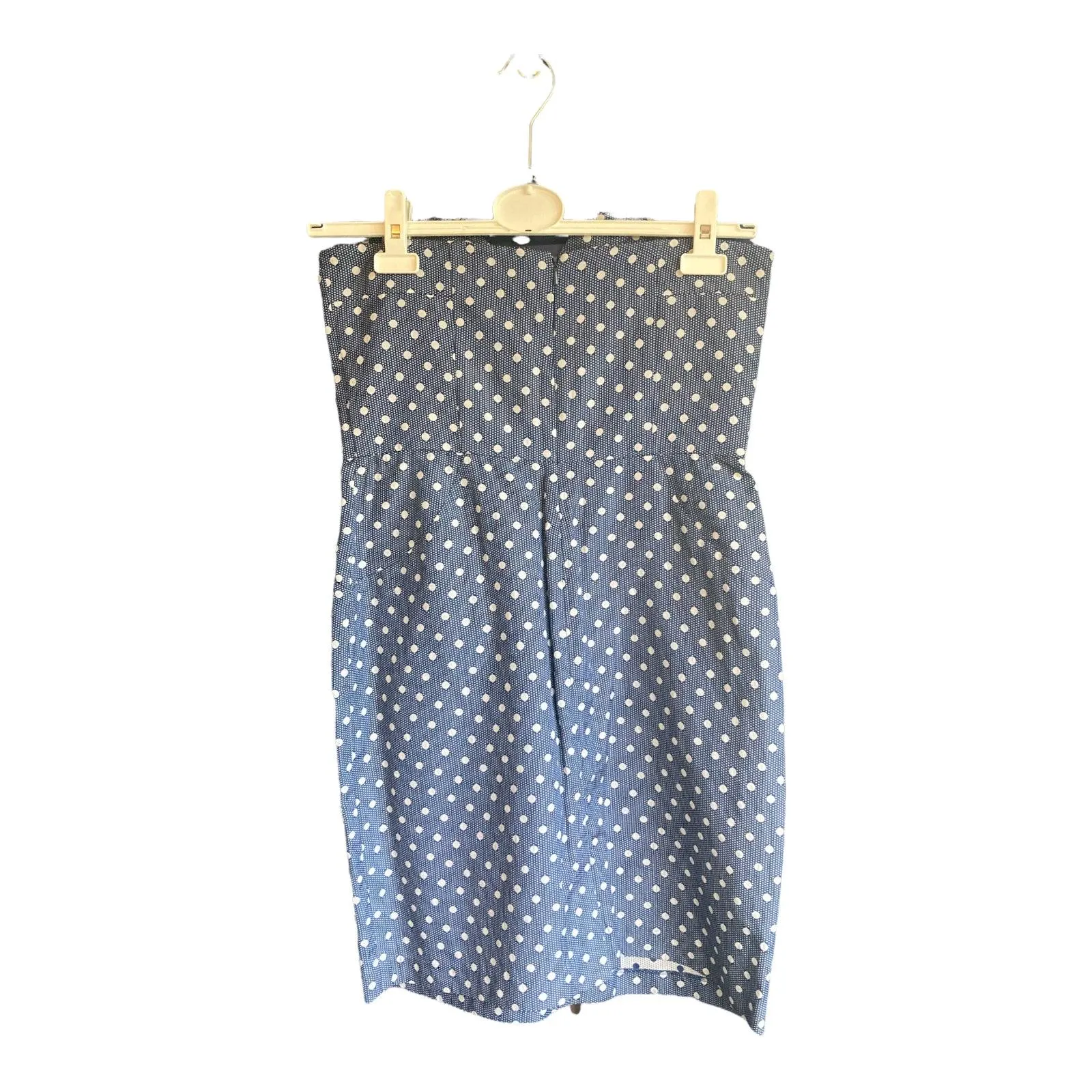 Alice by Temperley Cotton Blue Polka Dot Strapless Dress UK Size 12