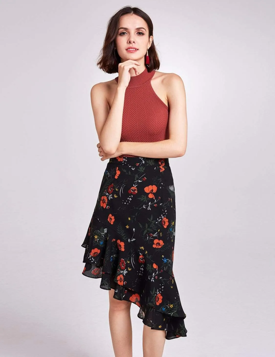 Alisa Pan Floral Print High Waisted Skirt