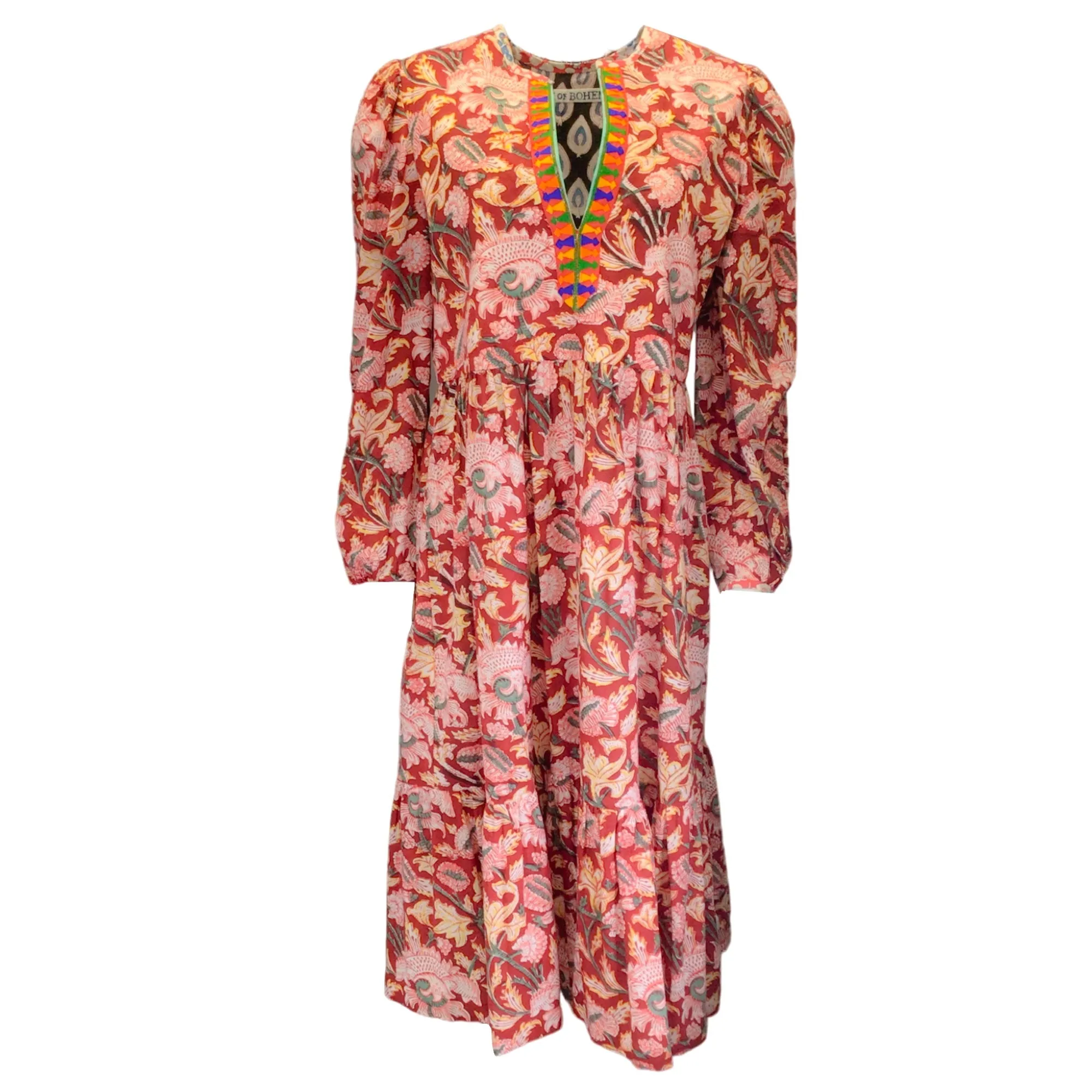 Alix of Bohemia Red Multi Cotton Paradise Bird Dress