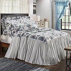 Annie Blue Floral Ruffled Twin Coverlet 76x39 27