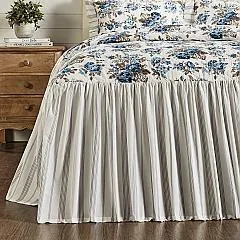 Annie Blue Floral Ruffled Twin Coverlet 76x39 27