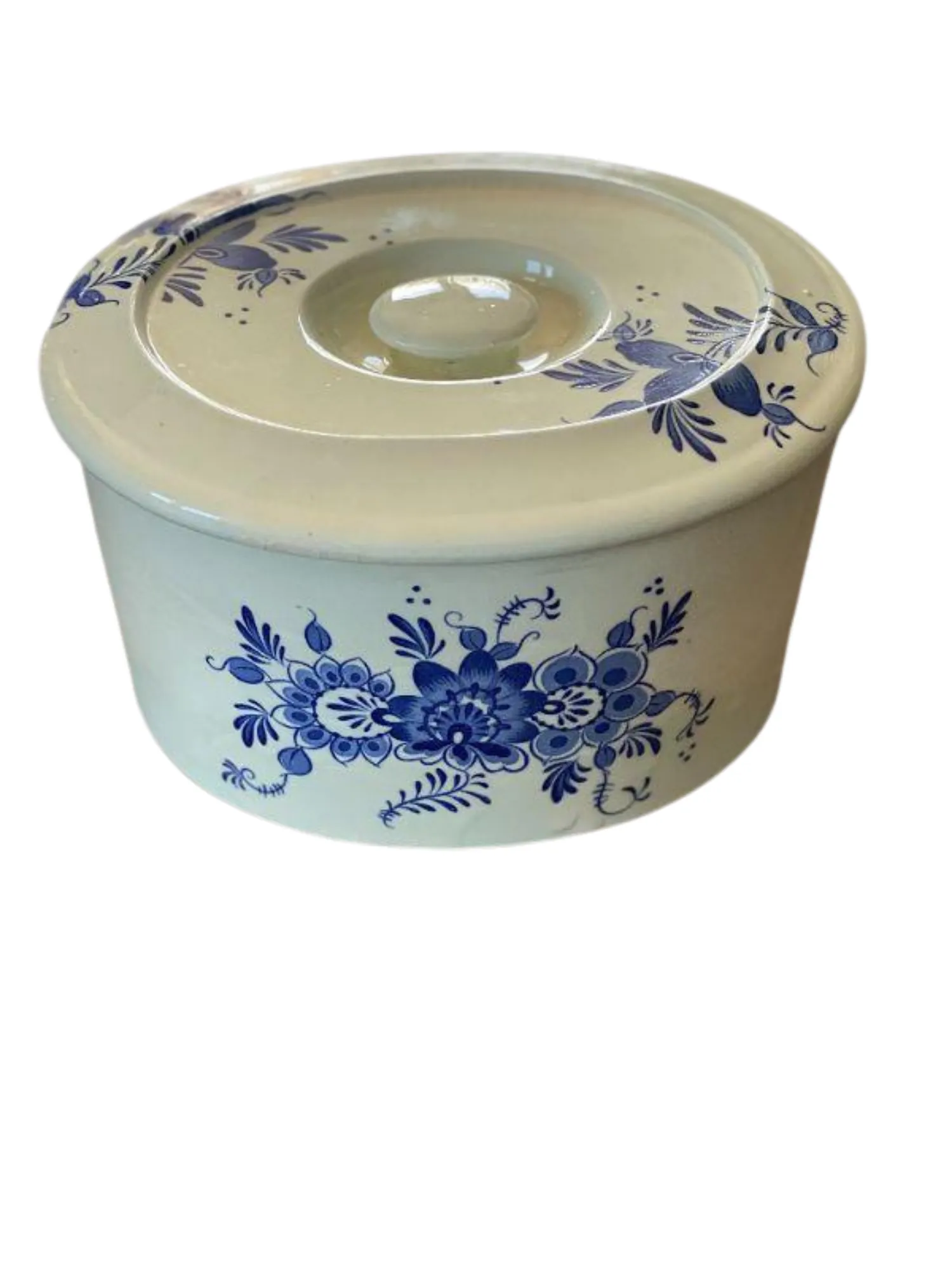 Antique Casserole Dish, Blue & White, Chinoiserie, Lidded