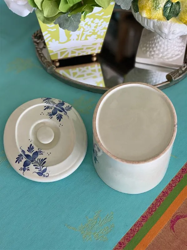 Antique Casserole Dish, Blue & White, Chinoiserie, Lidded