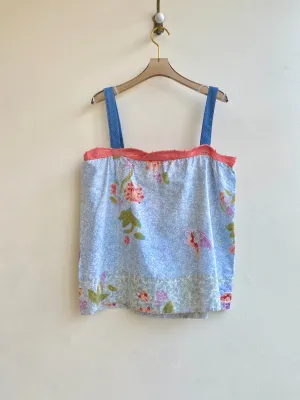 Batik Floral Camisole Blue Straps Tank Top