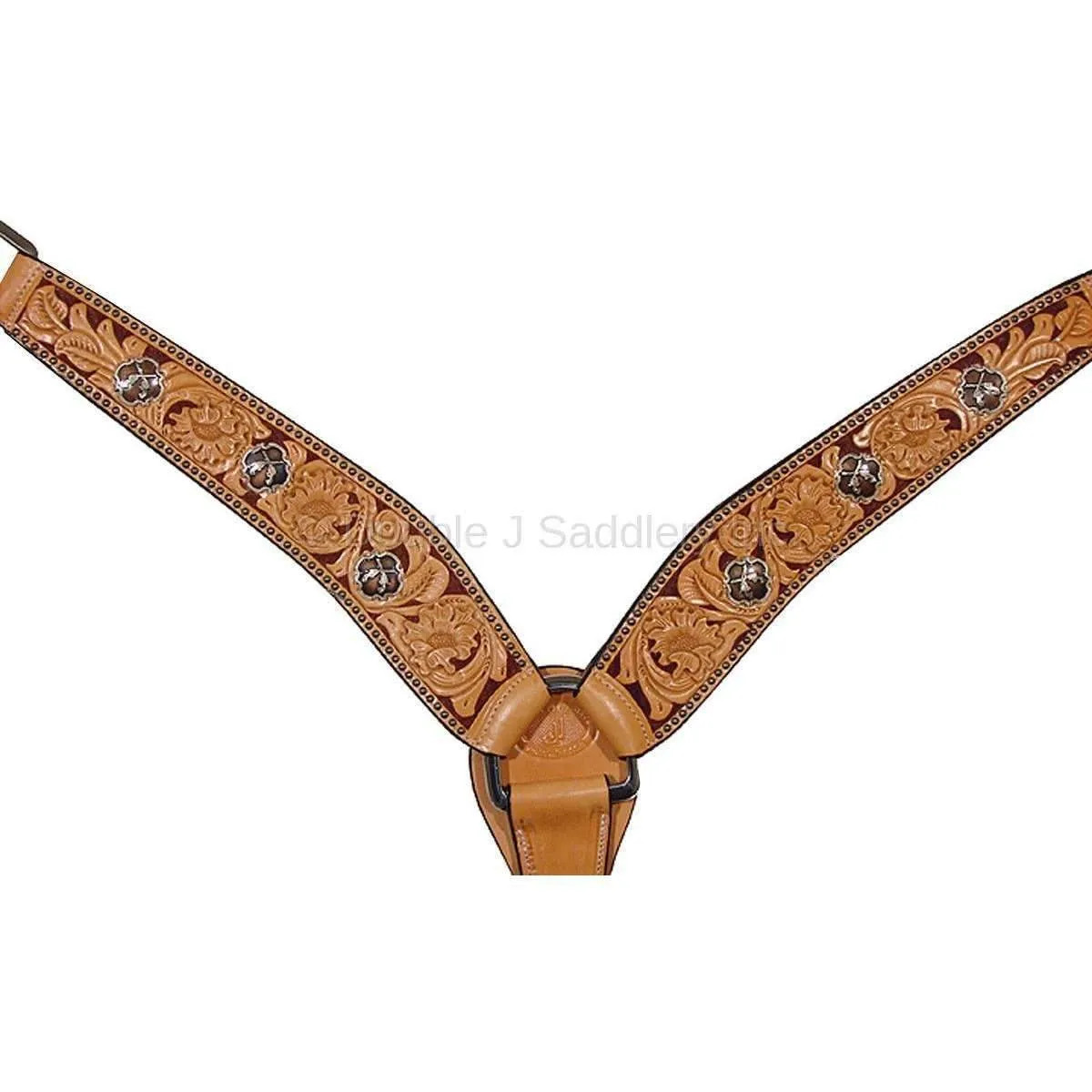 BC135 - Natural Leather Hand-Tooled Breast Collar