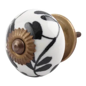 Black & White Floral Knob