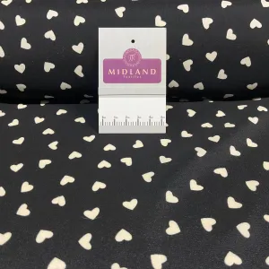 Black & White Heart SHaped polka-dot Dress Fabric 100% Polyester Satin 145cm width M1400-42