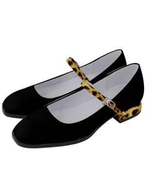 BLACK LEOPARD TRIM Women's Mary Jane Shoes