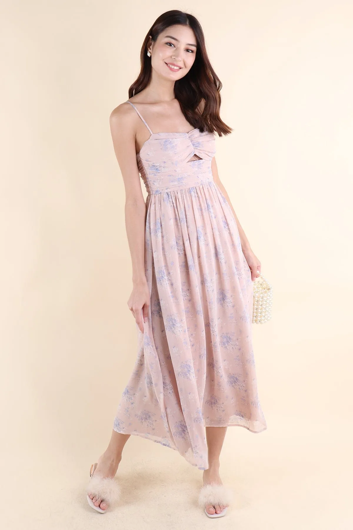 CECILY FLORAL MAXI IN DUSTY PINK