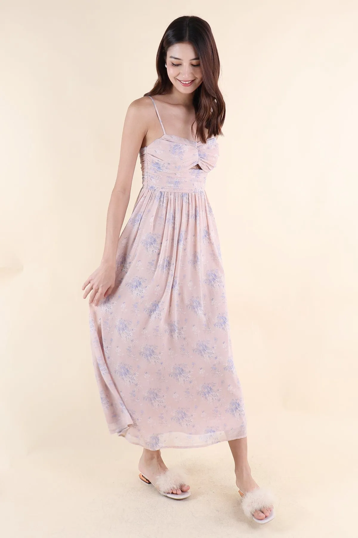 CECILY FLORAL MAXI IN DUSTY PINK