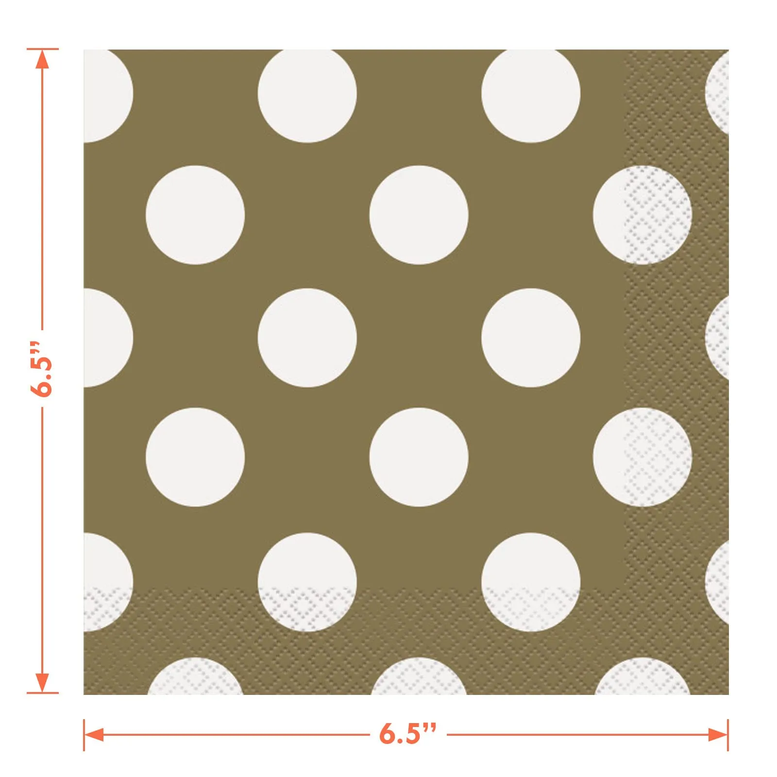 Disposable Matte Gold and White Polka Dot Paper Dinner Napkins (Pack of 32)