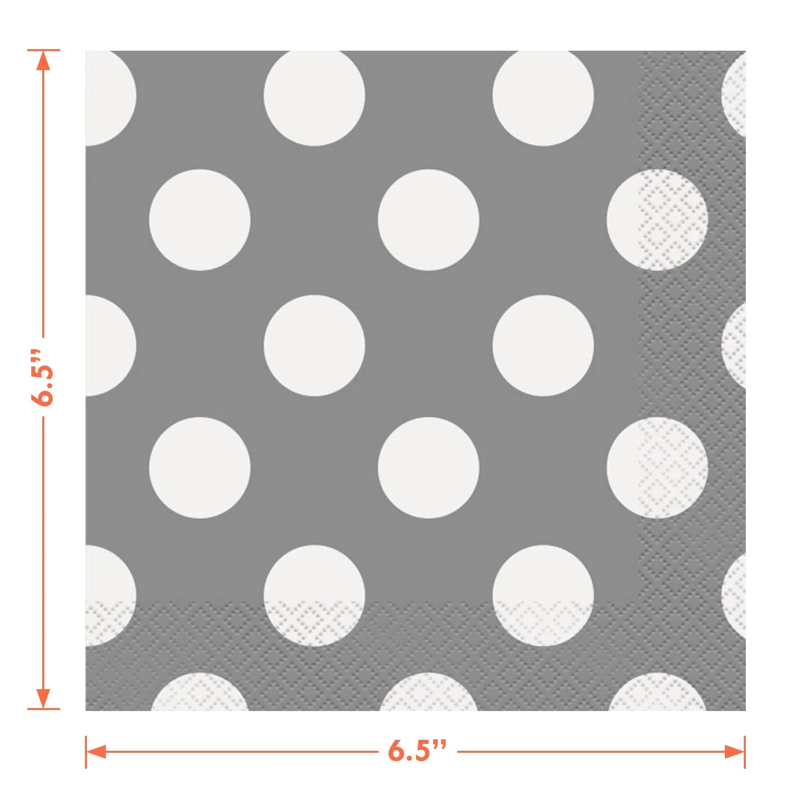 Disposable Matte Silver and White Polka Dot Paper Dinner Napkins (Pack of 32)