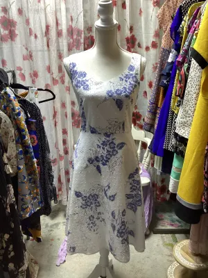 Dressbarn: White and Blue Floral Dress Size small