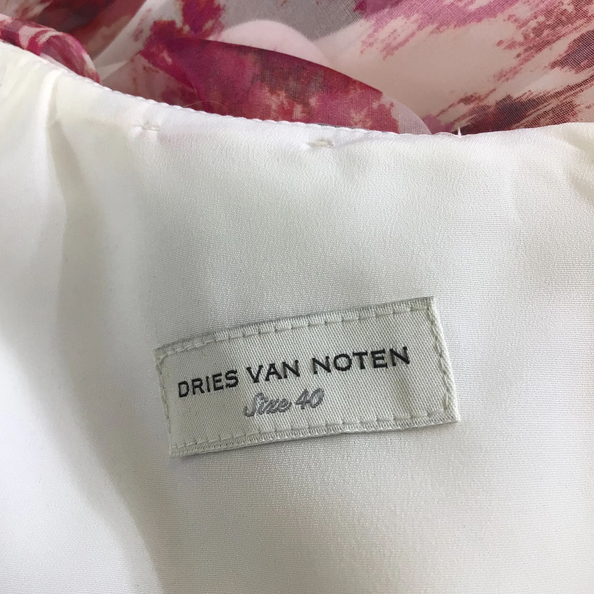 Dries Van Noten Ivory / Pink Multi Darlasi Floral Printed Silk Dress