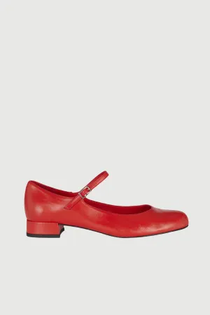 Emilia Mary Janes in Red Leather