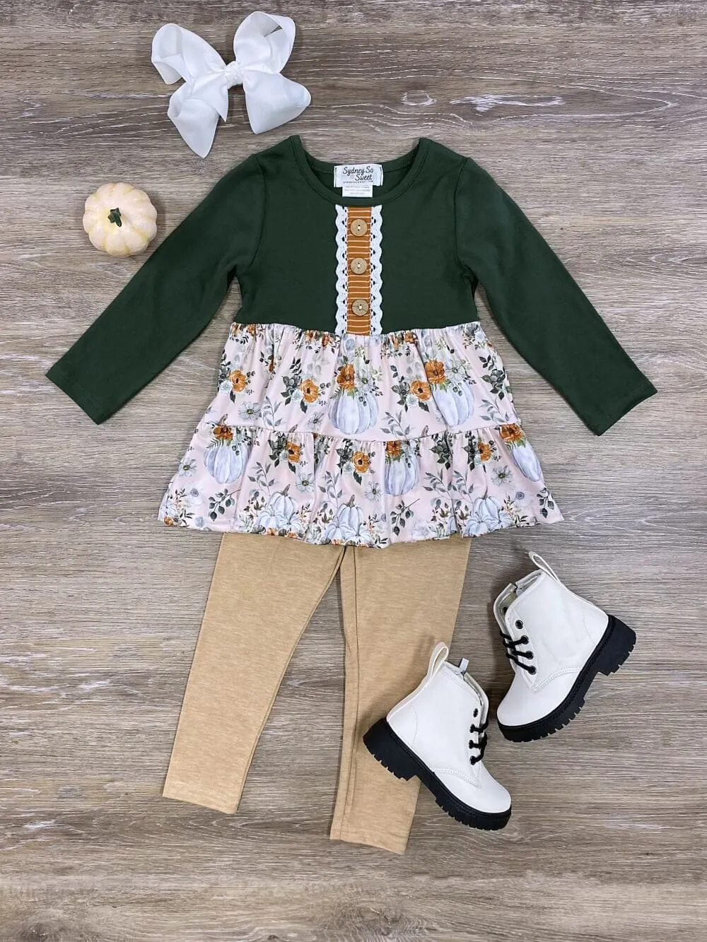 Fall Vintage Florals Girls Leggings Outfit