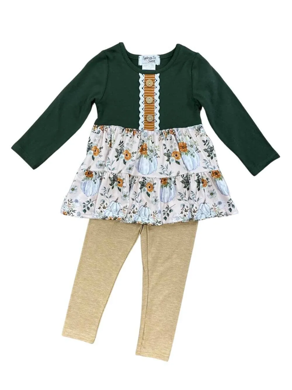 Fall Vintage Florals Girls Leggings Outfit