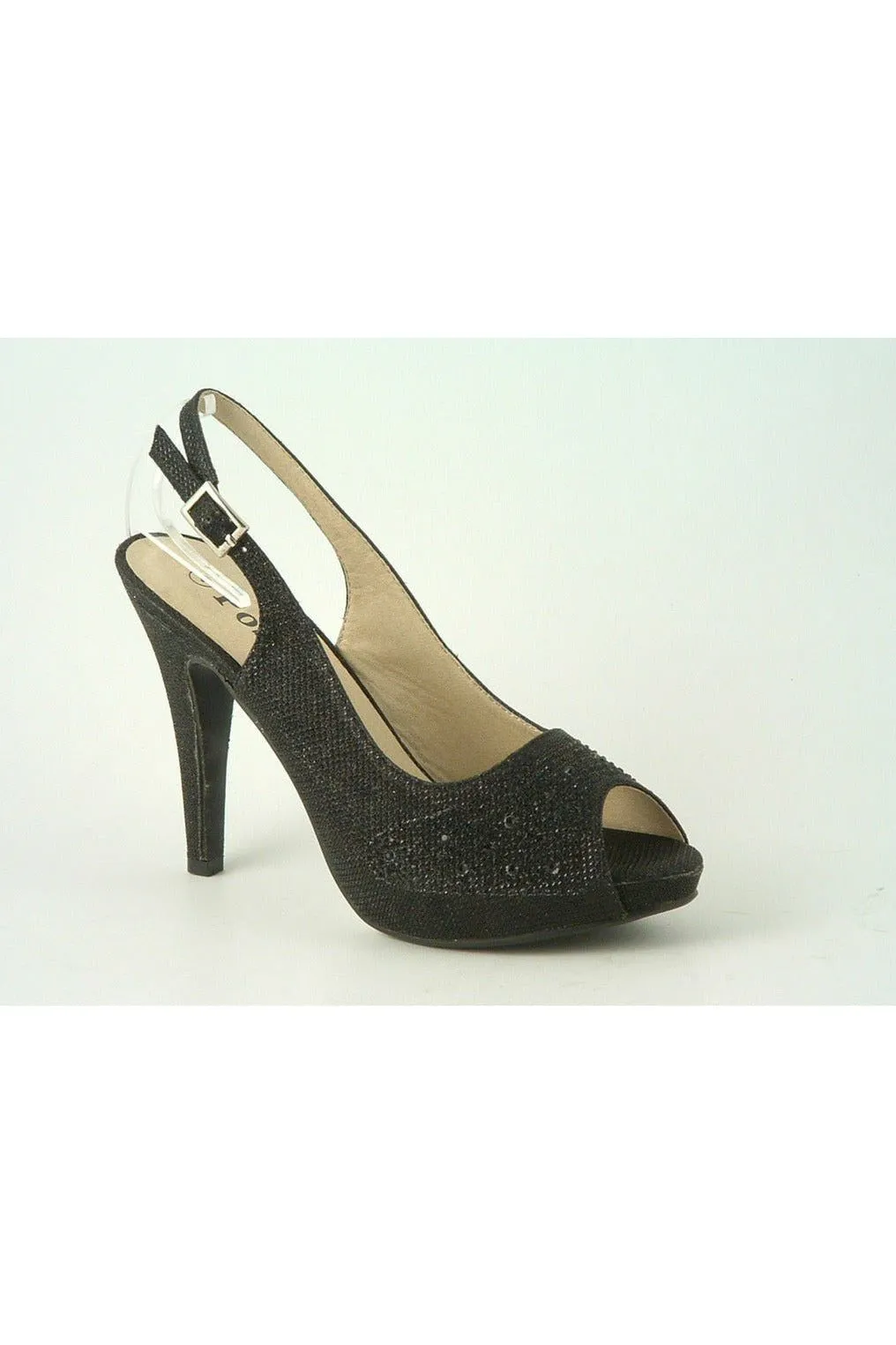 Glitz Shoes Posh ‘jess’ Peep Toe Court Shoe