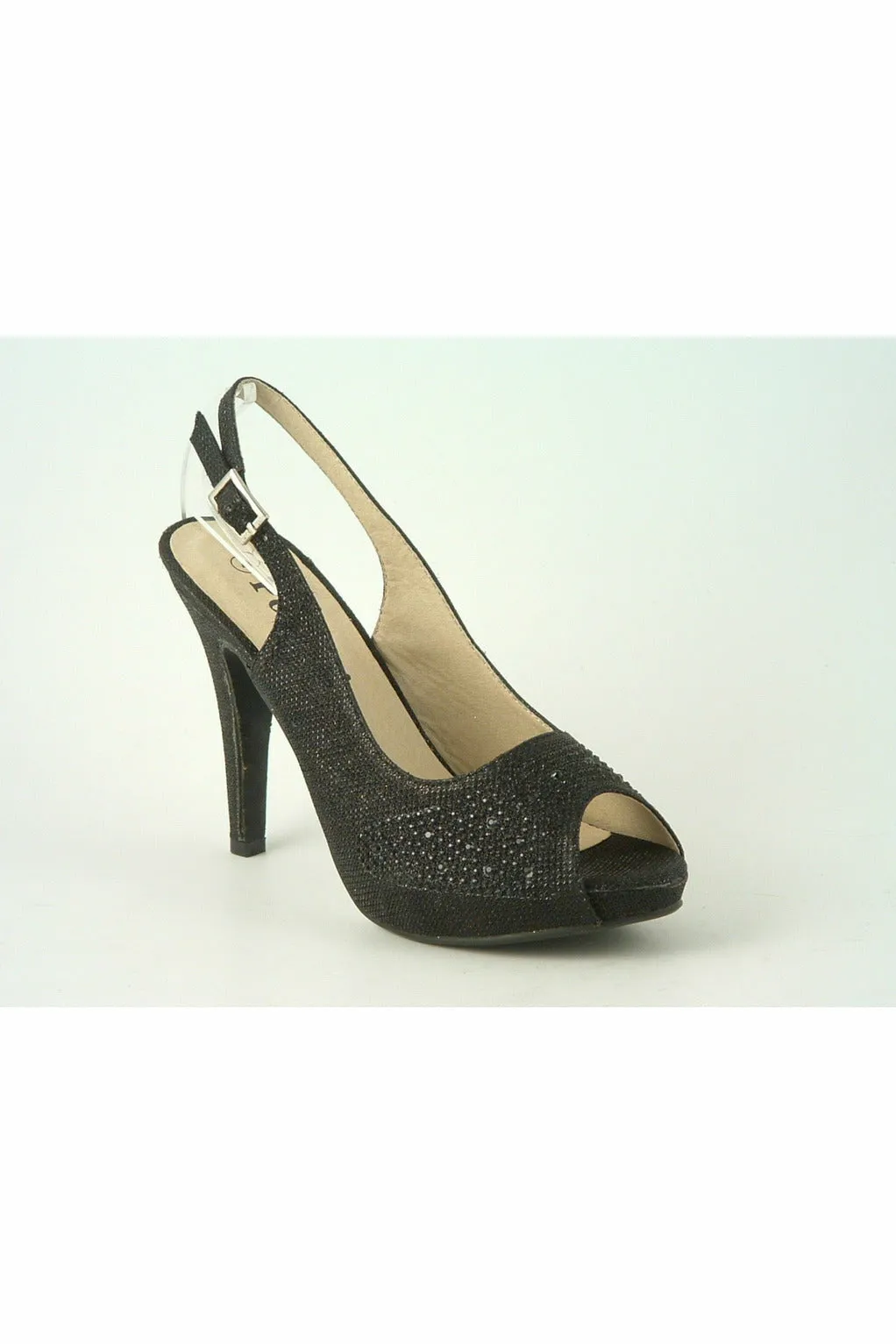 Glitz Shoes Posh ‘jess’ Peep Toe Court Shoe