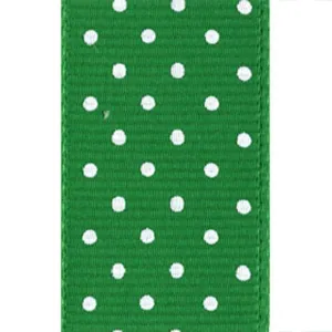 Grosgrain Swiss Dot 3/8in x 3yd Emerald