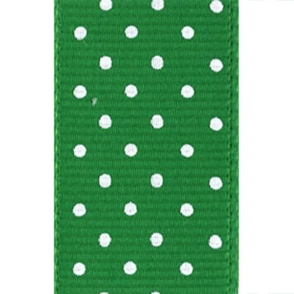 Grosgrain Swiss Dot 3/8in x 3yd Emerald