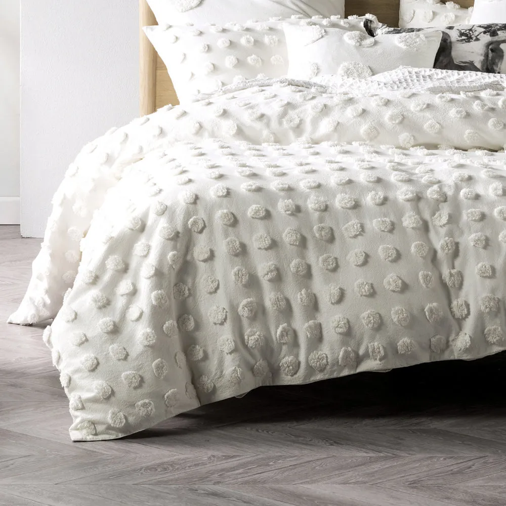 Haze Tufted 100% Cotton Duvet Cover Set White