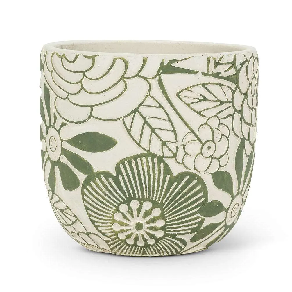 Hippie Flower Planter, Ivory & Green