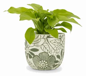 Hippie Flower Planter, Ivory & Green