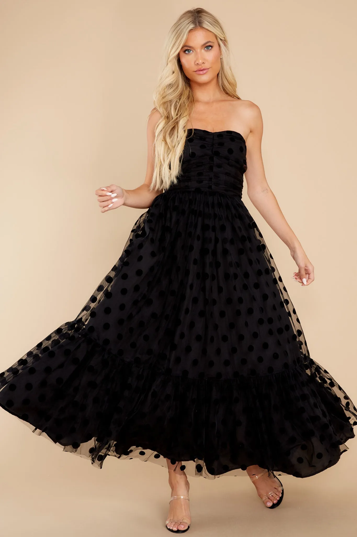 I Wanna Dance Black Polka Dot Maxi Dress