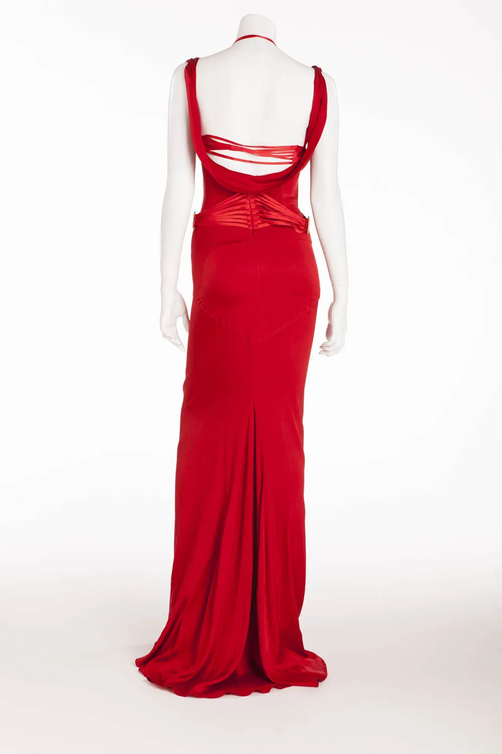 Iconic Tom Ford For Gucci - Editorial Red Corset Long Silk Gown - IT 40