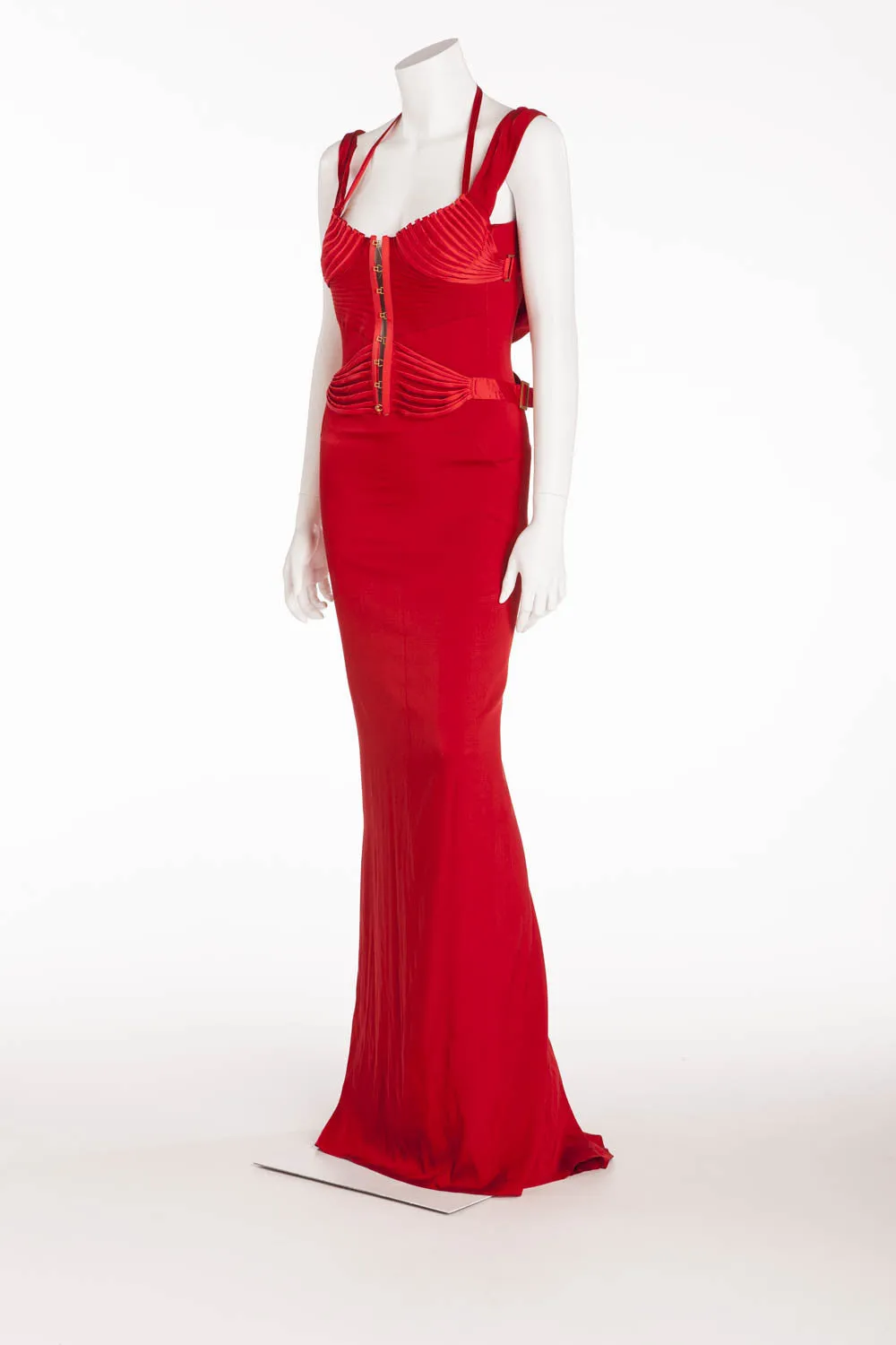 Iconic Tom Ford For Gucci - Editorial Red Corset Long Silk Gown - IT 40