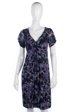 Jigsaw Dress 100% Silk Blue and Purple Floral Design. Stunning Size 8