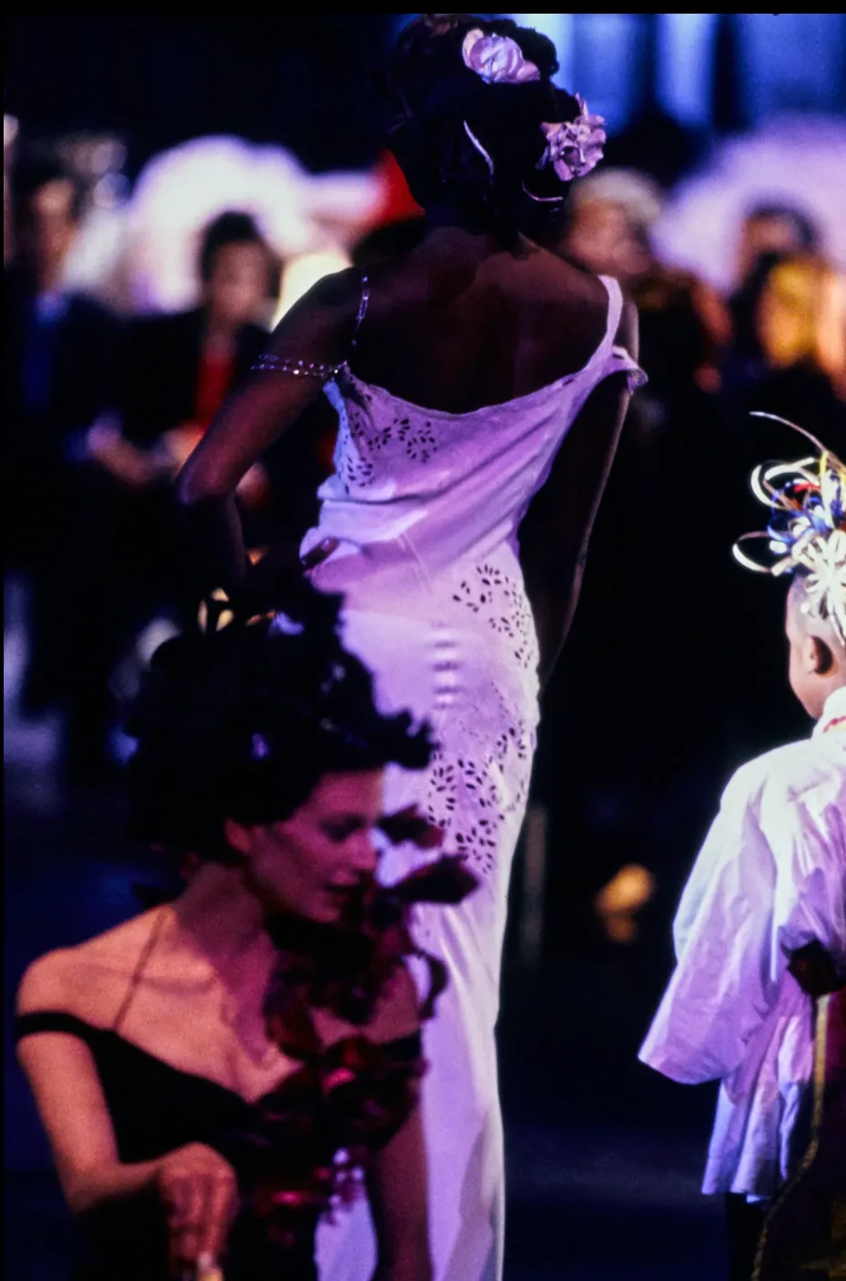 John Galliano Vintage SS 1996 EXCEPTIONAL Black Embridered Eyelet Floral Asymmetric Full Length Gown