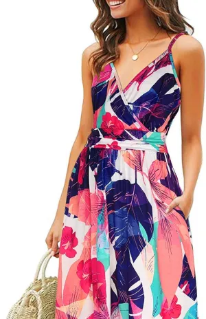 Koa Pocketed Floral Tiered Midi Dress