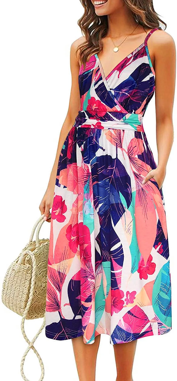 Koa Pocketed Floral Tiered Midi Dress