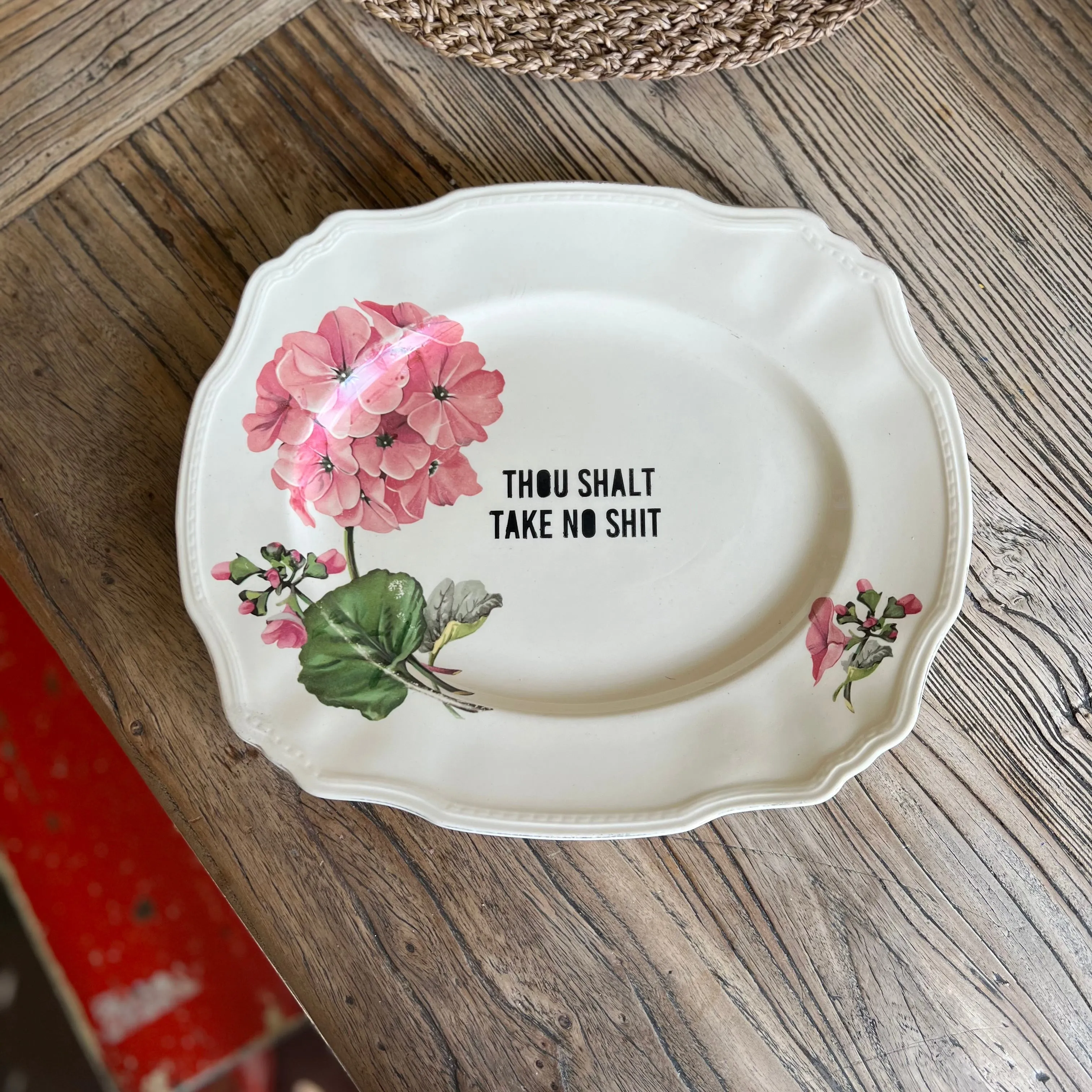 Large Vintage Floral Serving Plate