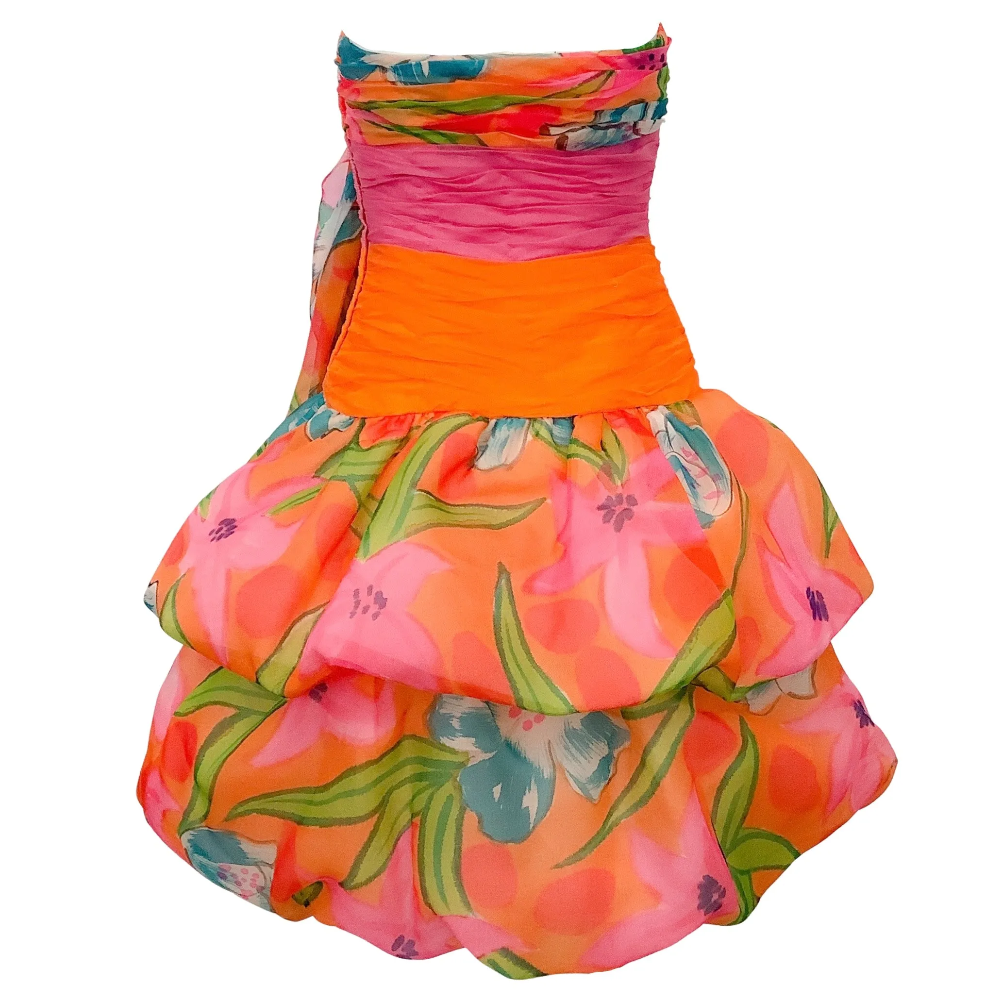 Lawrence Vintage Orange / Pink Multi Floral Strapless Dress