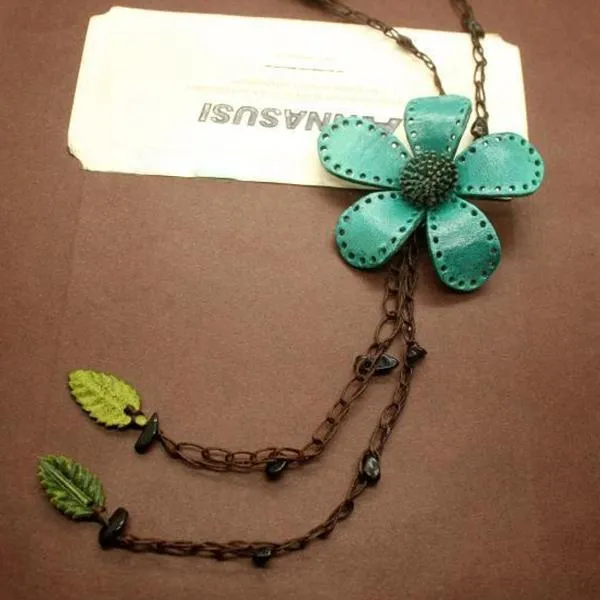 Leather Flower Necklace