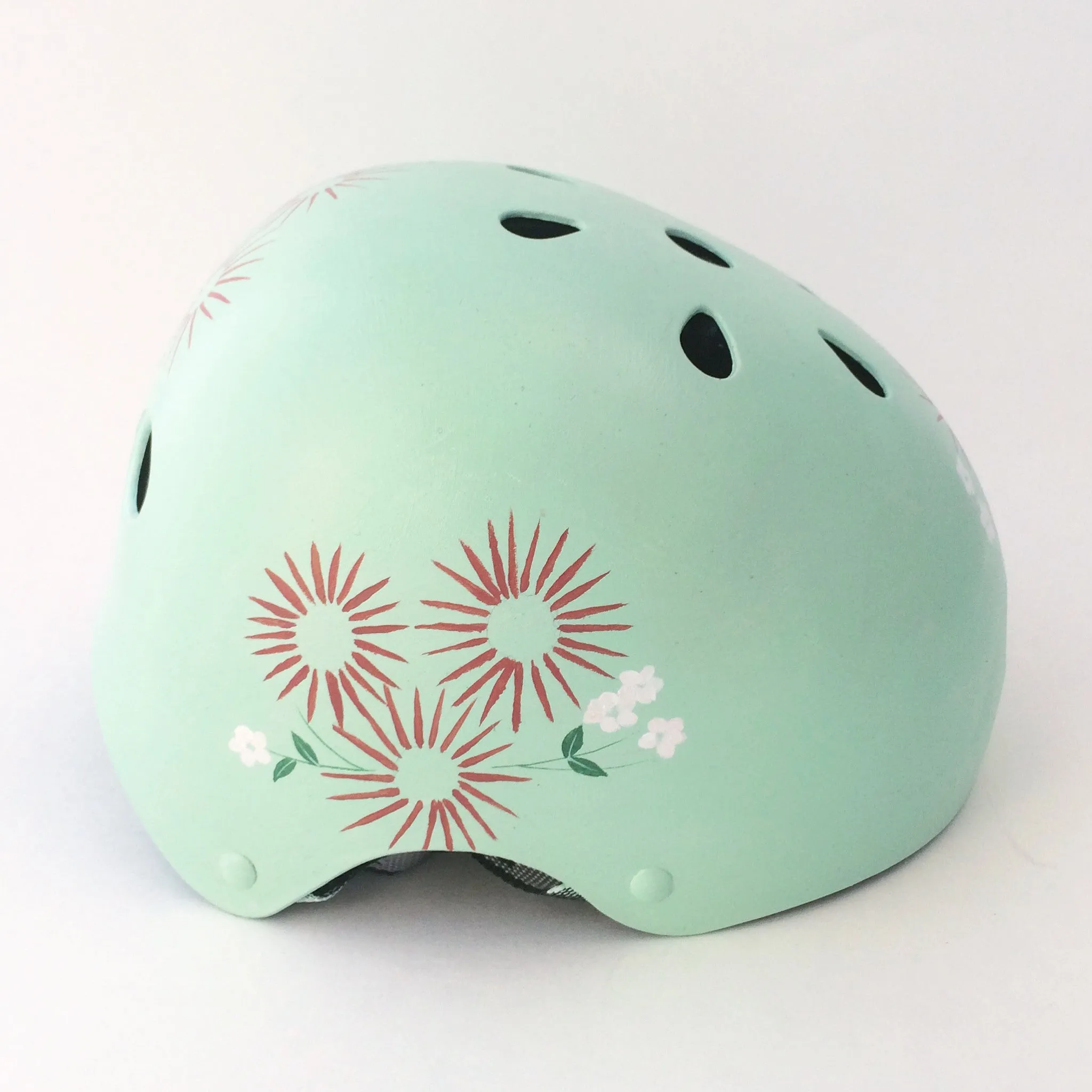 Light Mint with Flowers Bike Helmet