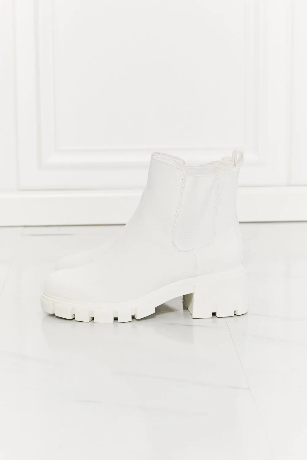 MMShoes Work For It Matte Lug Sole Chelsea Boots in White - Ships from The US