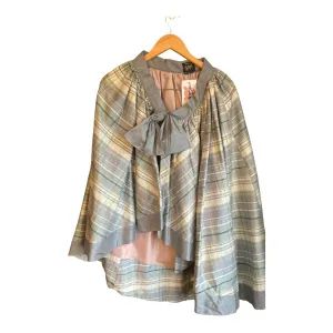 Monsoon Silk Blue Checked Vintage Cape UK Size 12